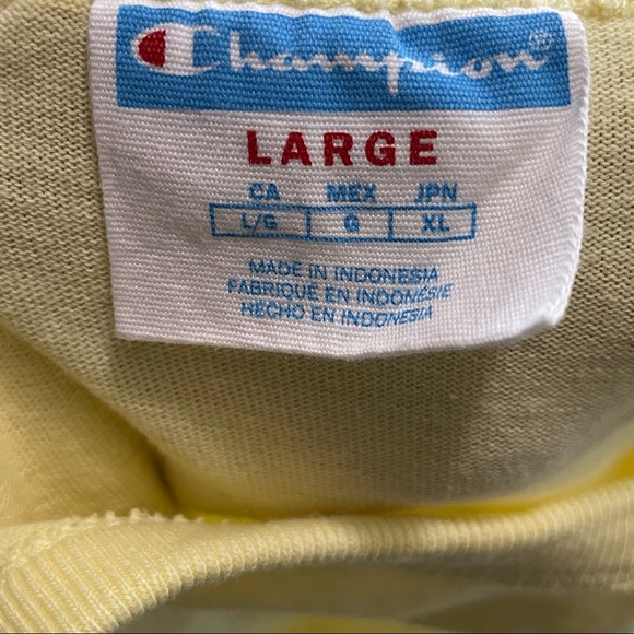 Champion Men’s Pale Yellow Embroidered Logo Short Sleeve T-Shirt Size L - Picture 3 of 7